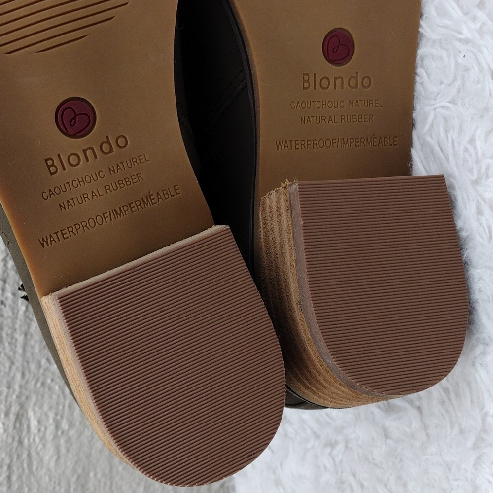 Blondo Empeigne Cuir Green Suede Leather Almond Toe Chunky Heel Ankle Boot NWT - Picture 11 of 16